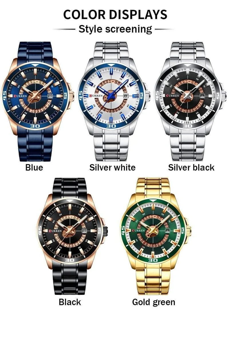 Herrenuhr, blaues Zifferblatt, Edelstahl, wasserdicht, Herrenuhren, Luxus-Business-Analog-Quarz-Herrenuhren, modisch