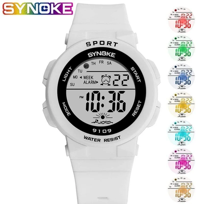 Mode Kinder Studenten Uhren 5Bar Wasserdichte Kinder Frauen Digitale LED Alarm Datum Casual Elektronische Sport Armbanduhr