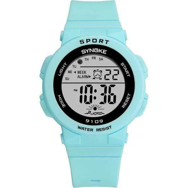 Mode Kinder Studenten Uhren 5Bar Wasserdichte Kinder Frauen Digitale LED Alarm Datum Casual Elektronische Sport Armbanduhr