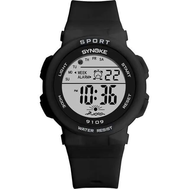 Mode Kinder Studenten Uhren 5Bar Wasserdichte Kinder Frauen Digitale LED Alarm Datum Casual Elektronische Sport Armbanduhr