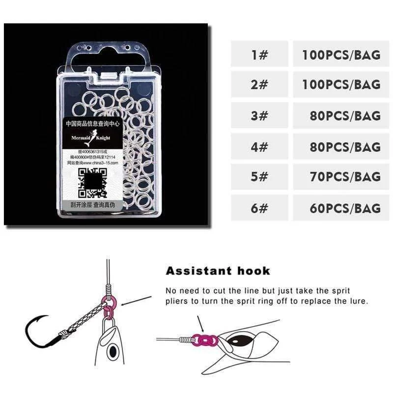 60 ~ 100 Teile/beutel weiß farbe edelstahl split ring Angeln Stecker Marke Fisch Haken heißer modell locken Locken zubehör
