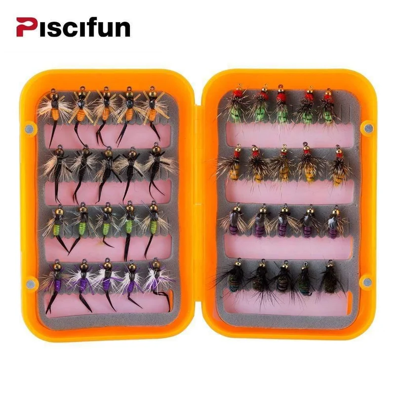 40PCS Fliegen Angeln Locken Nass Fliegen Angeln Fliegen Angeln Köder Fliegen Angeln Köder Box