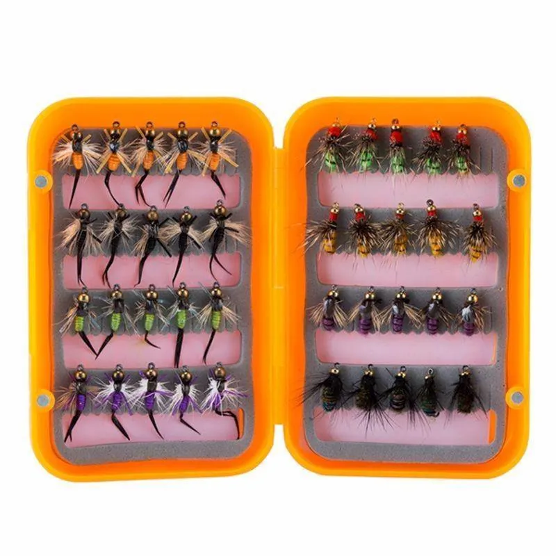 40PCS Fliegen Angeln Locken Nass Fliegen Angeln Fliegen Angeln Köder Fliegen Angeln Köder Box