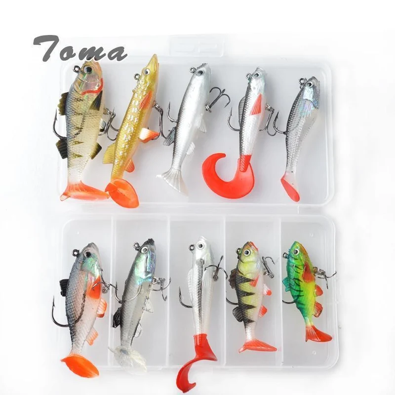 Weicher Köder-Kit-Set 18 g 14 g 13 g 9 g 8 g Wobbler Künstlicher Köder Silikon Angelköder Wolfsbarsch Karpfenangeln Bleifisch-Jig