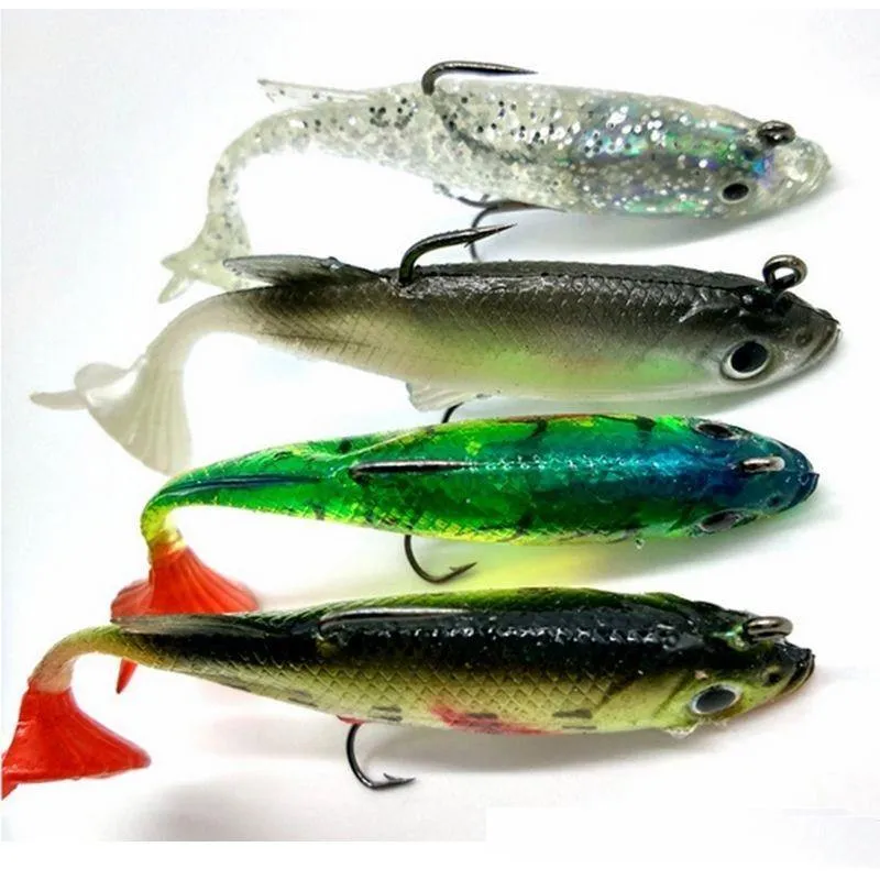 4 Stück Angelköder, Meeresangelgerät, weicher Köder, Bleifischen, 8 cm/14 g, künstlicher Köder, Jig, Wobbler, Gummi-Silizium-Köder