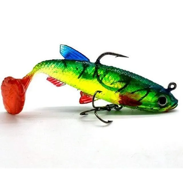 4 Stück Angelköder, Meeresangelgerät, weicher Köder, Bleifischen, 8 cm/14 g, künstlicher Köder, Jig, Wobbler, Gummi-Silizium-Köder