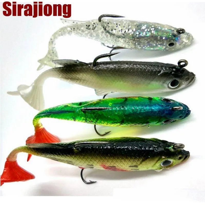 4 Stück Angelköder, Meeresangelgerät, weicher Köder, Bleifischen, 8 cm/14 g, künstlicher Köder, Jig, Wobbler, Gummi-Silizium-Köder