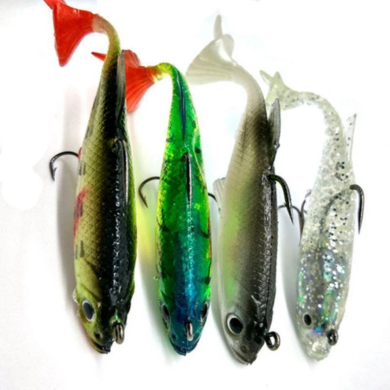 4 Stück Angelköder, Meeresangelgerät, weicher Köder, Bleifischen, 8 cm/14 g, künstlicher Köder, Jig, Wobbler, Gummi-Silizium-Köder