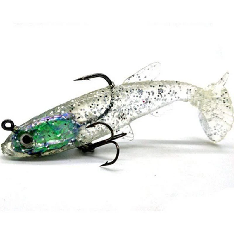 4 Stück Angelköder, Meeresangelgerät, weicher Köder, Bleifischen, 8 cm/14 g, künstlicher Köder, Jig, Wobbler, Gummi-Silizium-Köder