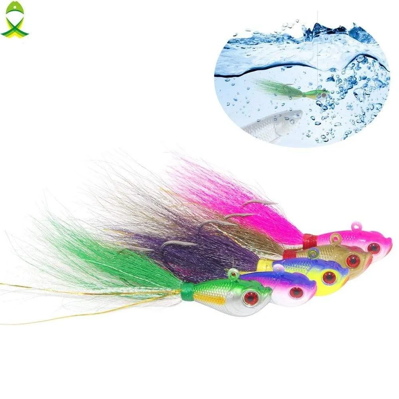 4 teile/los Bleikopf fischköder Haken für Eisfischen lebensechte mischfarben fischköder Angelgerät mit bucktail teaser