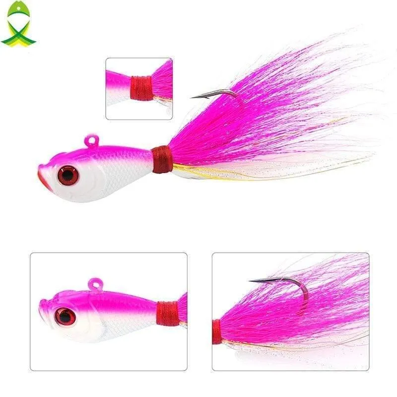 4 teile/los Bleikopf fischköder Haken für Eisfischen lebensechte mischfarben fischköder Angelgerät mit bucktail teaser