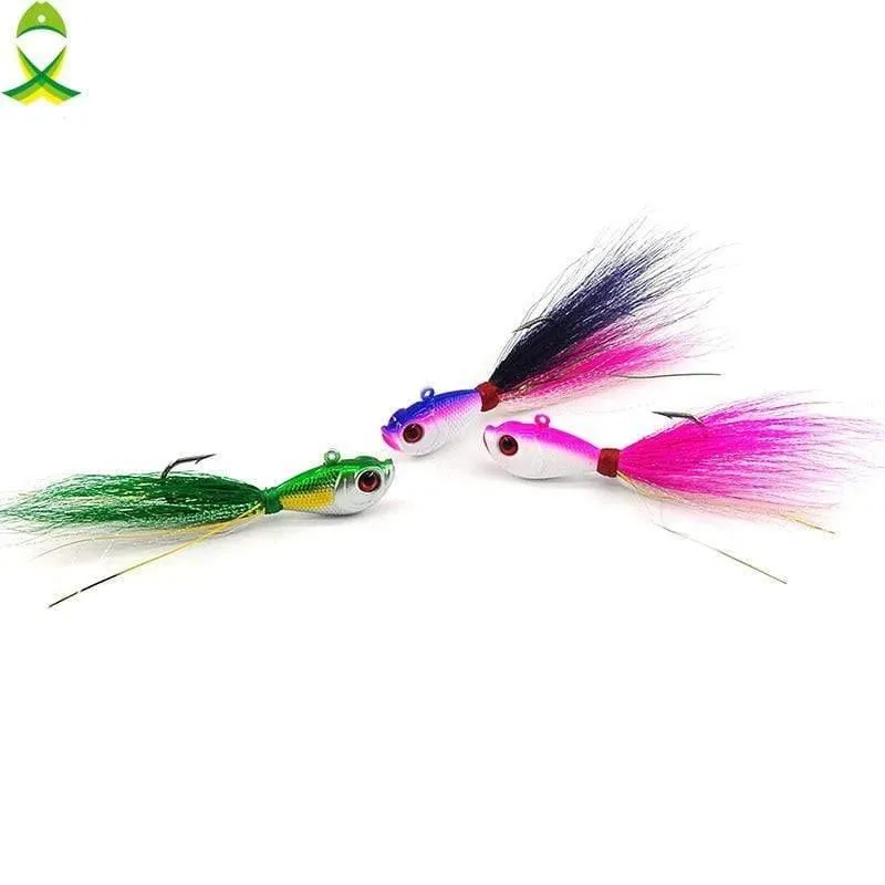 4 teile/los Bleikopf fischköder Haken für Eisfischen lebensechte mischfarben fischköder Angelgerät mit bucktail teaser