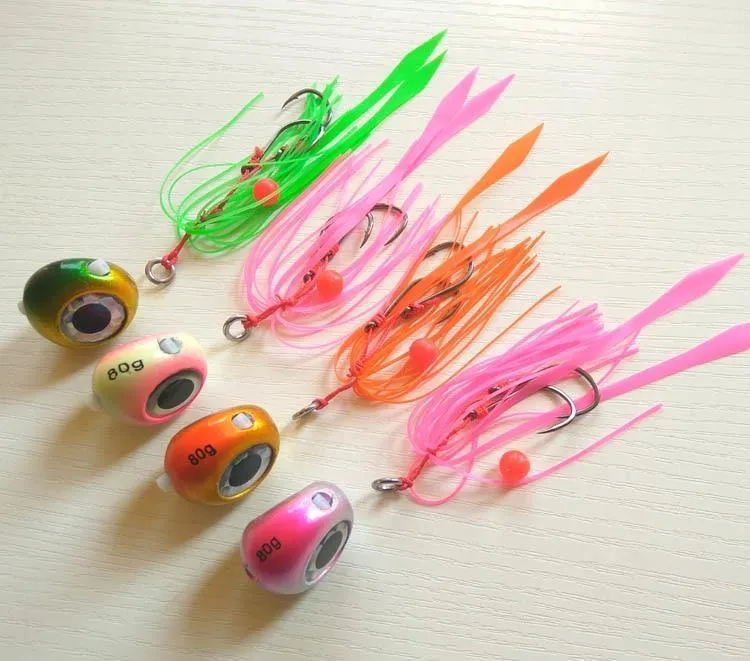 4 stücke 135g/100g/80g/60g/40g Pesca Slider Snapper/Meer brassen Jig kopf mit rock blei jig jigging locken kostenloser versand
