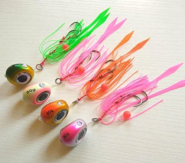4 stücke 135g/100g/80g/60g/40g Pesca Slider Snapper/Meer brassen Jig kopf mit rock blei jig jigging locken kostenloser versand