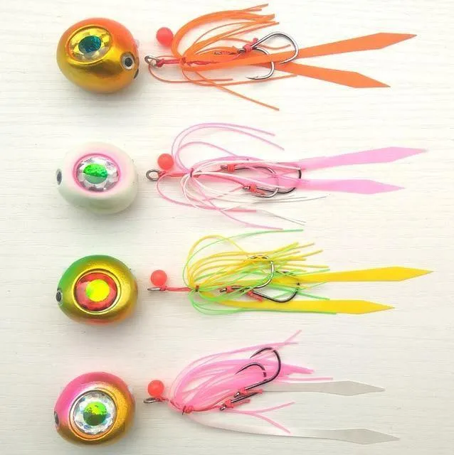 4 stücke 135g/100g/80g/60g/40g Pesca Slider Snapper/Meer brassen Jig kopf mit rock blei jig jigging locken kostenloser versand