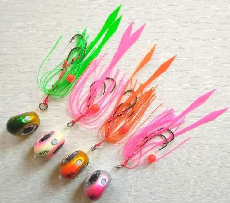 4 stücke 135g/100g/80g/60g/40g Pesca Slider Snapper/Meer brassen Jig kopf mit rock blei jig jigging locken kostenloser versand