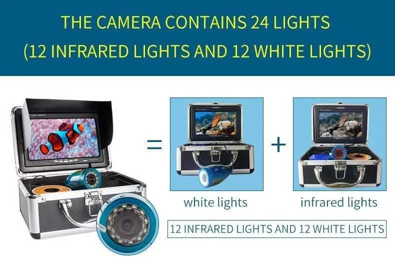 Fischfinder 15/30/50M DVR 1000TVL Unterwasser-Jagdvideokamera zum Angeln 7"Monitor 24 steuerbare LEDs