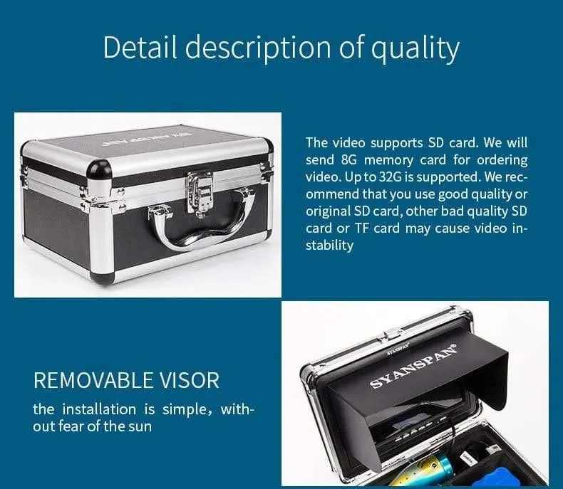Fischfinder 15/30/50M DVR 1000TVL Unterwasser-Jagdvideokamera zum Angeln 7"Monitor 24 steuerbare LEDs
