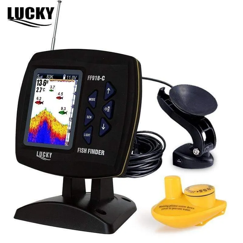 Kabelgebundener und kabelloser 2-in-1-Bootsfischfinder Zweifrequenz-328ft / 100m-Echolot 3.5 "FARB-LCD-Fischfinder