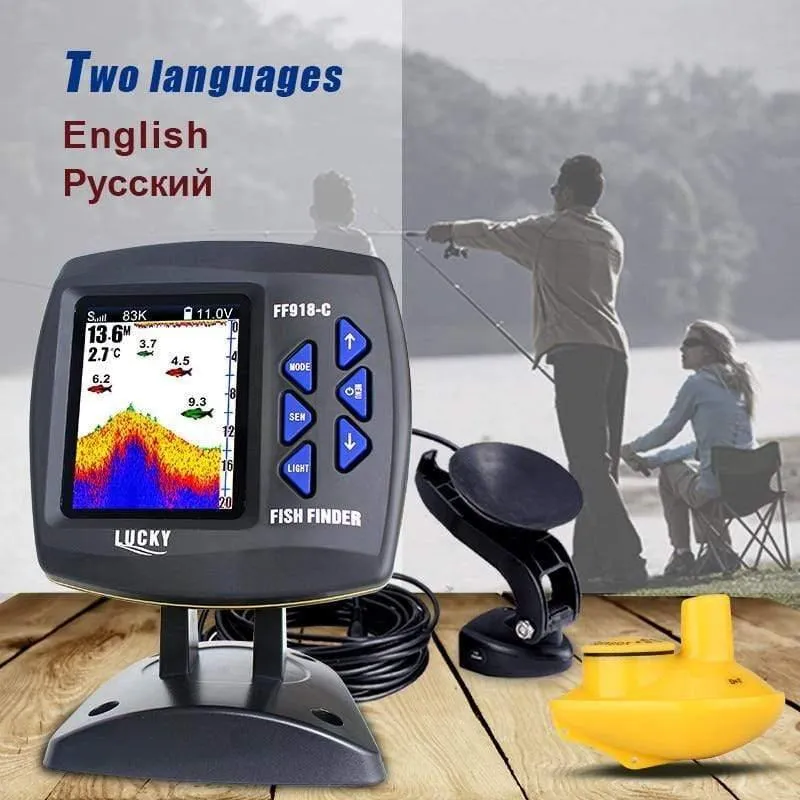 Kabelgebundener und kabelloser 2-in-1-Bootsfischfinder Zweifrequenz-328ft / 100m-Echolot 3.5 "FARB-LCD-Fischfinder