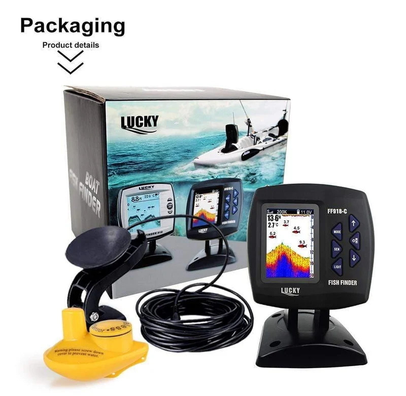 Kabelgebundener und kabelloser 2-in-1-Bootsfischfinder Zweifrequenz-328ft / 100m-Echolot 3.5 "FARB-LCD-Fischfinder
