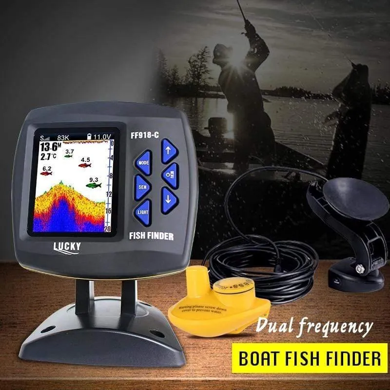 Kabelgebundener und kabelloser 2-in-1-Bootsfischfinder Zweifrequenz-328ft / 100m-Echolot 3.5 "FARB-LCD-Fischfinder