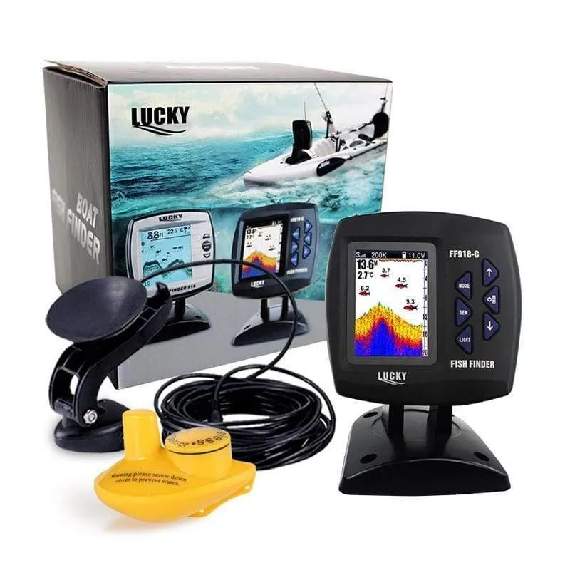 Kabelgebundener und kabelloser 2-in-1-Bootsfischfinder Zweifrequenz-328ft / 100m-Echolot 3.5 "FARB-LCD-Fischfinder