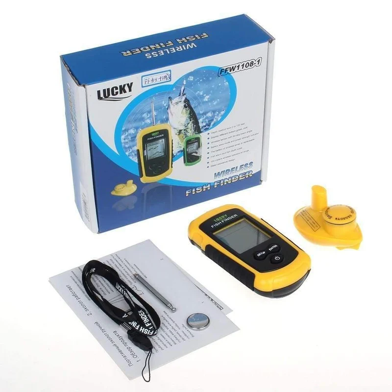 Lucky FFW1108-1 Tragbarer drahtloser 100m-Fischfinder-Alarm 40M / 130FT Sonartiefe Ocean River