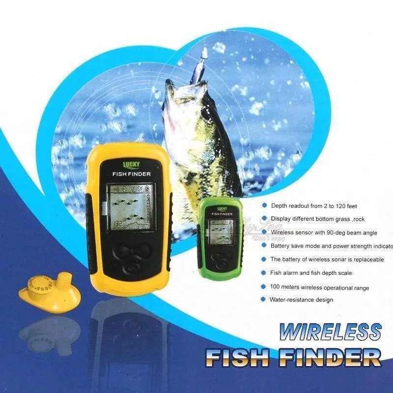Lucky FFW1108-1 Tragbarer drahtloser 100m-Fischfinder-Alarm 40M / 130FT Sonartiefe Ocean River