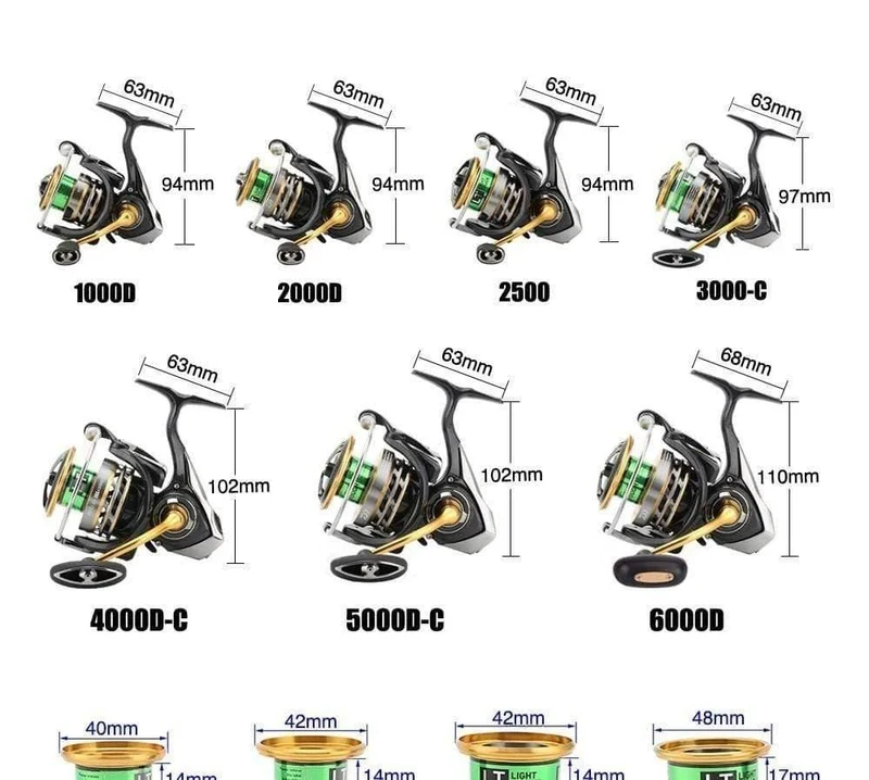 Original EXCELER LT 2 SPEED 1000 2000 2500 3000 4000 5000 6000 Spinning Angelrolle Hohe Übersetzung 5.2:1 5BB LT Körper