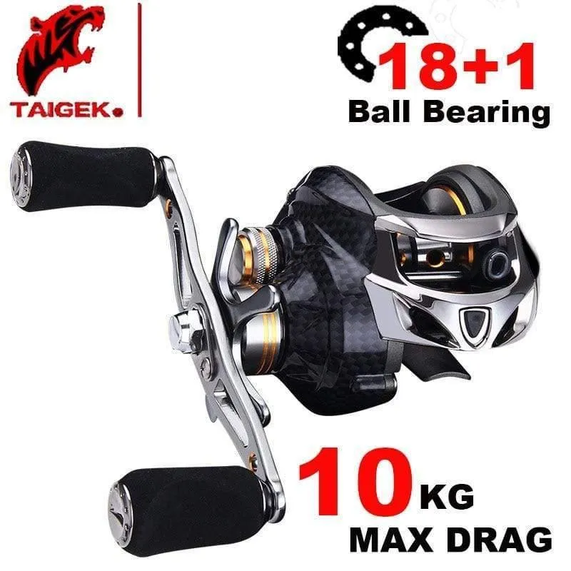 18 + 1 BB Angelrolle Carbon Shell Leichte 217g Max Drag 10KG/17.6 LB Baitcastingrolle Casting Reel Reel Angeln
