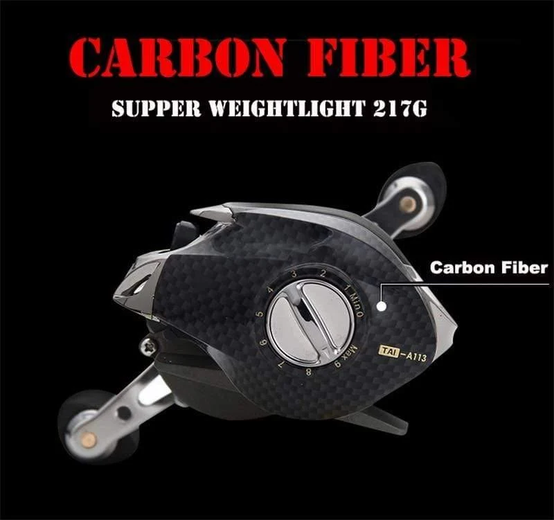 18 + 1 BB Angelrolle Carbon Shell Leichte 217g Max Drag 10KG/17.6 LB Baitcastingrolle Casting Reel Reel Angeln