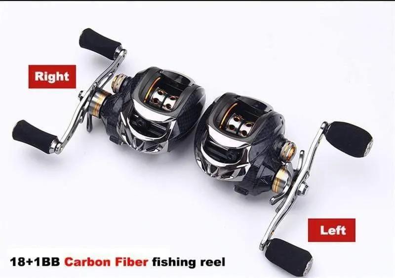 18 + 1 BB Angelrolle Carbon Shell Leichte 217g Max Drag 10KG/17.6 LB Baitcastingrolle Casting Reel Reel Angeln