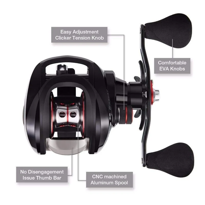 Torrent Angelrolle 8.1kg Carbon Drag 7.1: 1 5.3: 1 Übersetzungsverhältnis 6 Bearings Magnetic Brake Low Profile Baitcasting Rolle