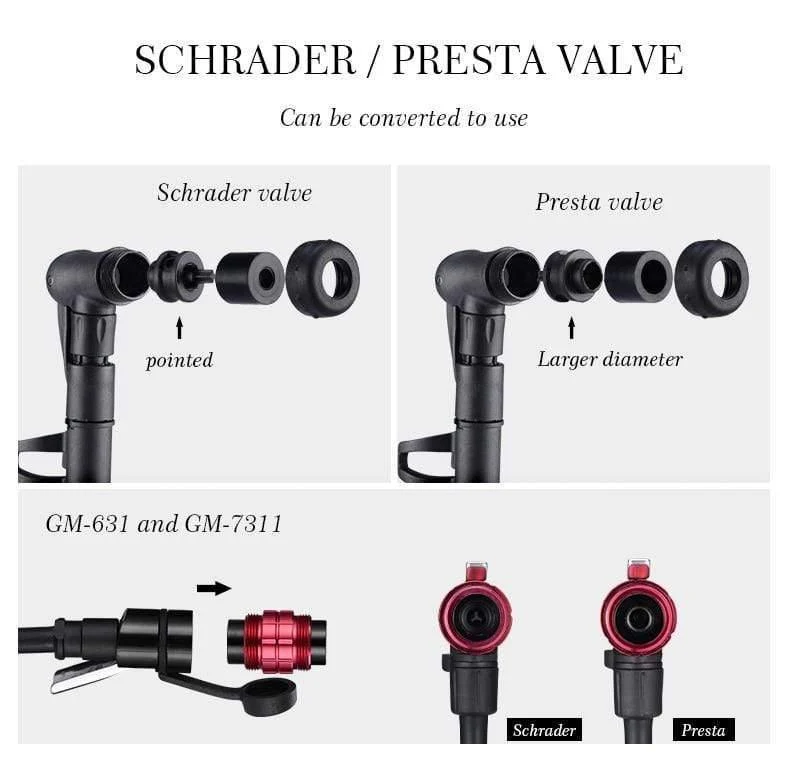 Fahrradpumpe, 140 PSI, MTB, faltbar, für Fahrradball, Aluminiumlegierung, tragbare Bodenluftpumpe, Presta-/Schrader-Ventil
