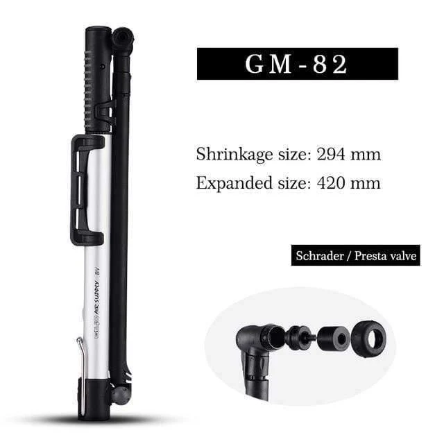 Fahrradpumpe, 140 PSI, MTB, faltbar, für Fahrradball, Aluminiumlegierung, tragbare Bodenluftpumpe, Presta-/Schrader-Ventil