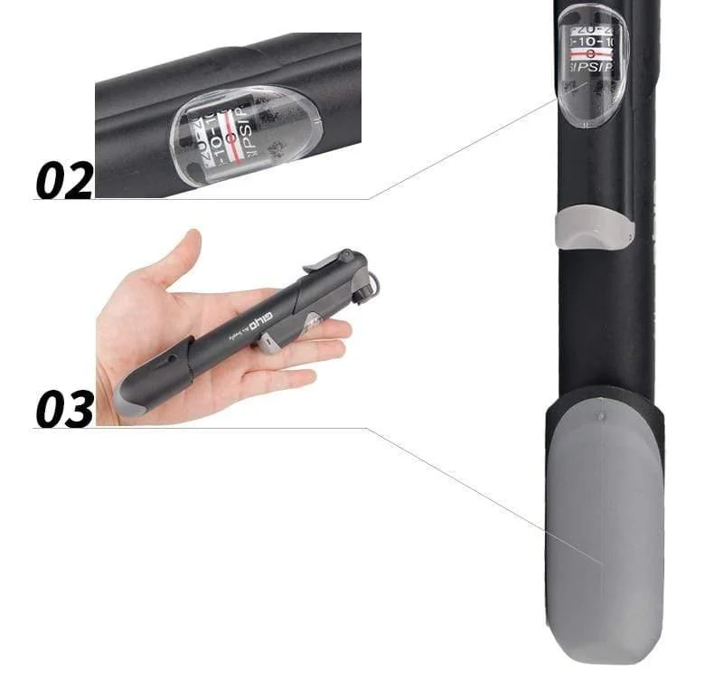 Clevere Ventile für Schrader/Presta-Fahrradpumpe mit Manometer, tragbare Minipumpe für Fahrrad-Luftpumpe, Fahrradreifenpumpe, Zubehör