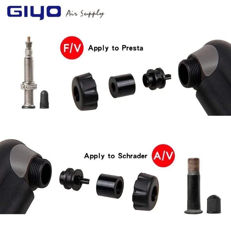 Clevere Ventile für Schrader/Presta-Fahrradpumpe mit Manometer, tragbare Minipumpe für Fahrrad-Luftpumpe, Fahrradreifenpumpe, Zubehör