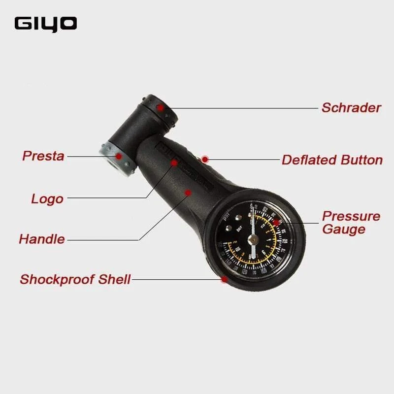 Fahrradreifenmesser Schrader Presta-Ventile Luftdruckmesser Barometer 160 PSI Professionelles Fahrradzubehör Fahrradpumpen
