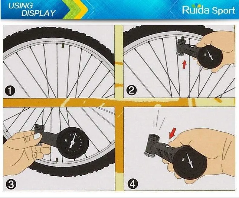 Fahrradreifenmesser Schrader Presta-Ventile Luftdruckmesser Barometer 160 PSI Professionelles Fahrradzubehör Fahrradpumpen