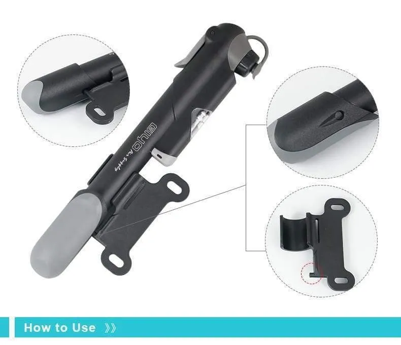 GP-61S Teleskop-Fahrradpumpe mit Inline-Messgerät, passend für Schrader, Presta, Radfahren, MTB-Ball, tragbarer Mini-Luftfüller in der Tasche