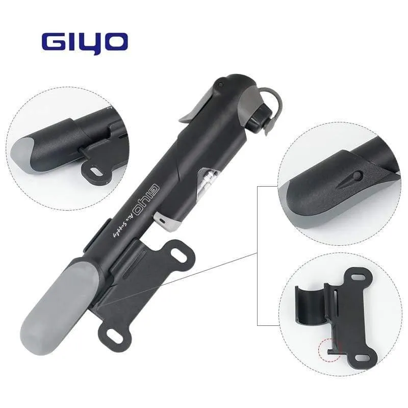 GP-61S Teleskop-Fahrradpumpe mit Inline-Messgerät, passend für Schrader, Presta, Radfahren, MTB-Ball, tragbarer Mini-Luftfüller in der Tasche