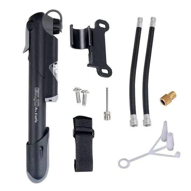 GP-61S Teleskop-Fahrradpumpe mit Inline-Messgerät, passend für Schrader, Presta, Radfahren, MTB-Ball, tragbarer Mini-Luftfüller in der Tasche