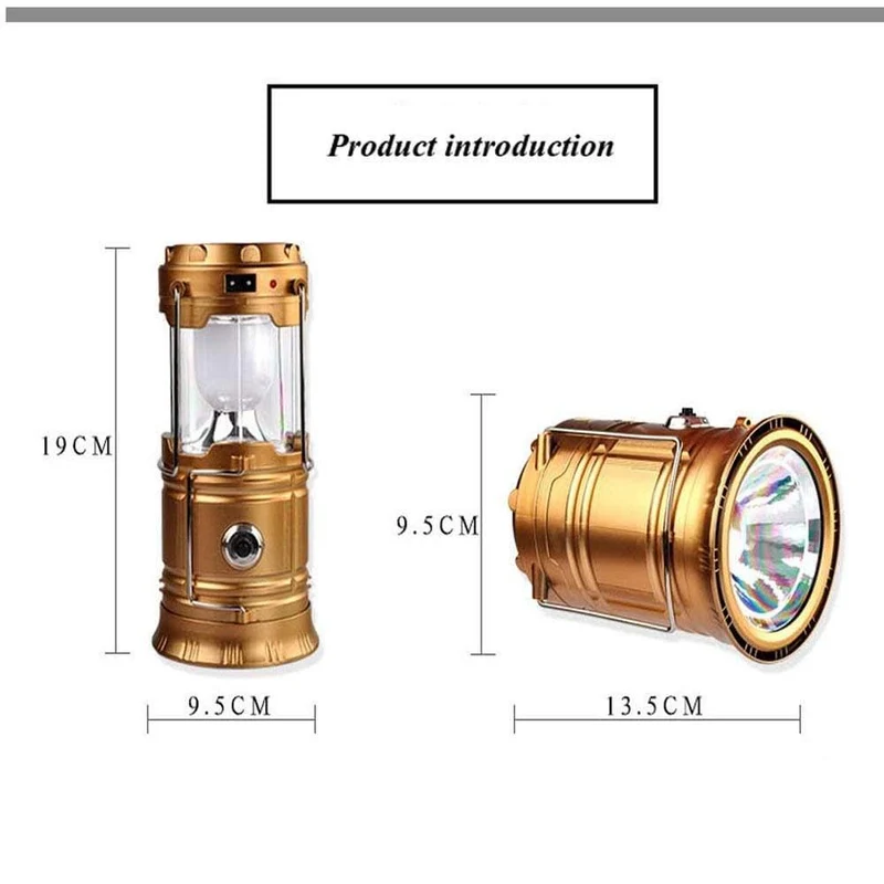 Solarbetriebene zusammenklappbare Taschenlampen für den Außenbereich, SOS, Campingausrüstung, Reisen, multifunktionales LED-tragbares Licht