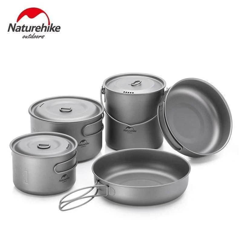 Outdoor Wandern Camping Picknick Geschirr Titanium Pot Bratpfanne Leichte Campingausrüstung 800ml 1250ml
