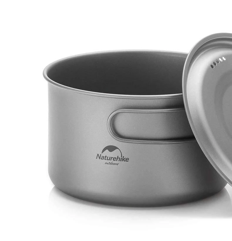 Outdoor Wandern Camping Picknick Geschirr Titanium Pot Bratpfanne Leichte Campingausrüstung 800ml 1250ml