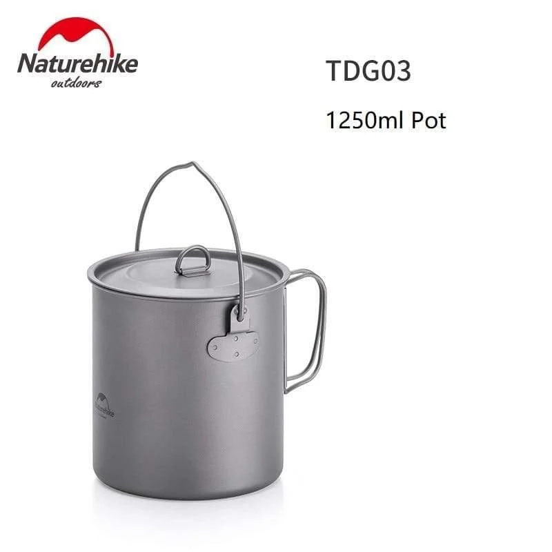 Outdoor Wandern Camping Picknick Geschirr Titanium Pot Bratpfanne Leichte Campingausrüstung 800ml 1250ml