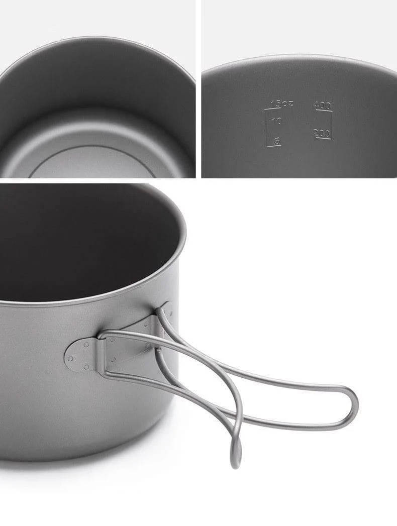 Outdoor Wandern Camping Picknick Geschirr Titanium Pot Bratpfanne Leichte Campingausrüstung 800ml 1250ml