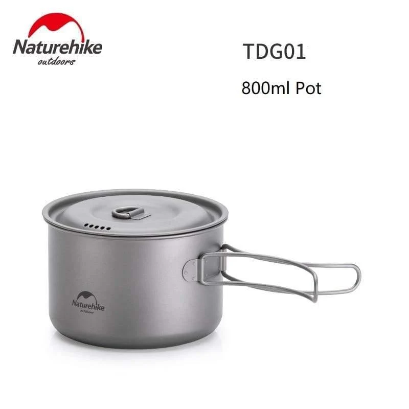 Outdoor Wandern Camping Picknick Geschirr Titanium Pot Bratpfanne Leichte Campingausrüstung 800ml 1250ml