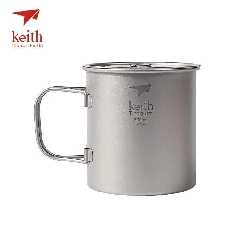 Outdoor Titan Wasserbecher Mit Klappgriffen Titandeckel Drink Camping Cups Ultraleichter Reisebecher 300ml-900ml